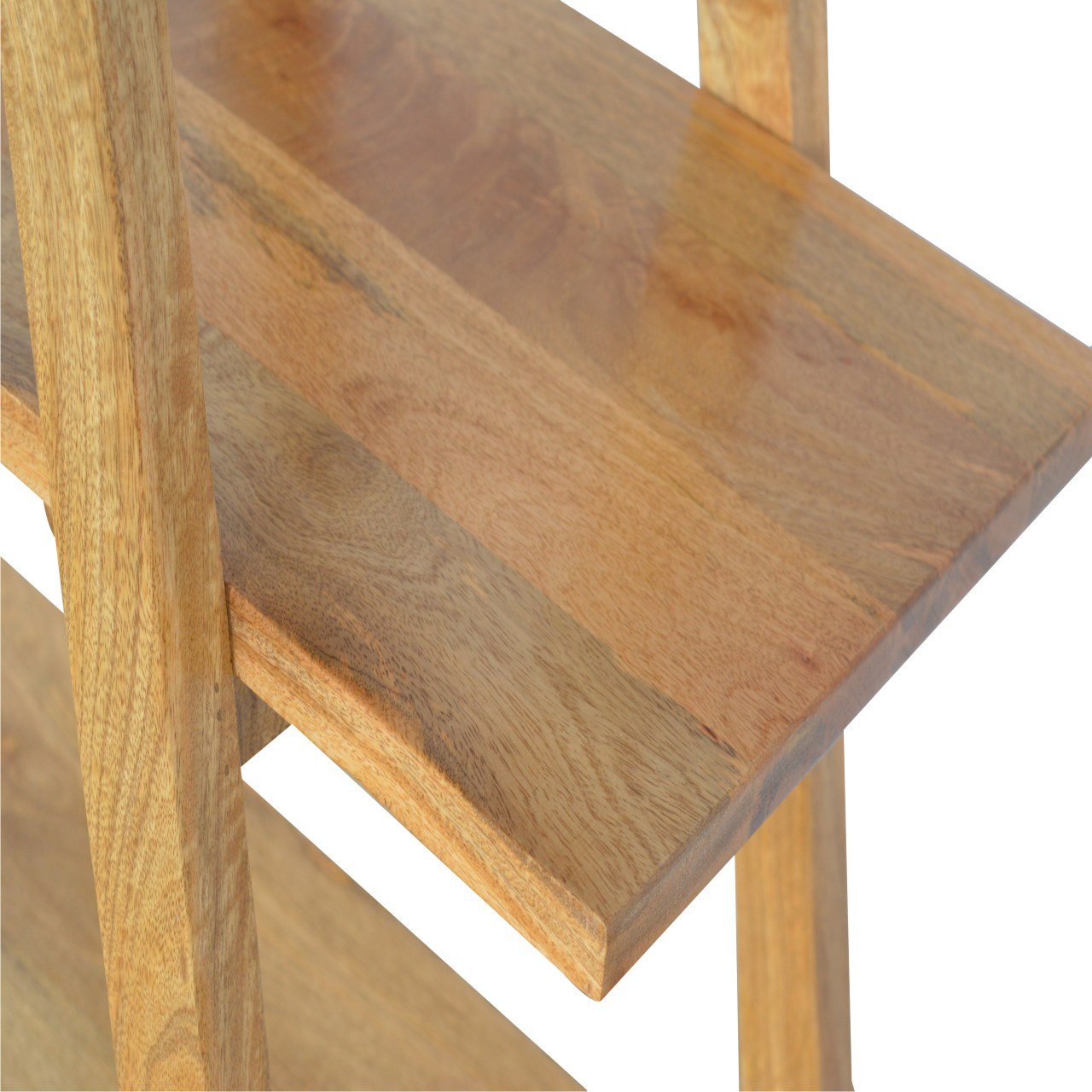 Solid Mango Wood Oak Finished Ladder Style Open Display Unit - Image 6