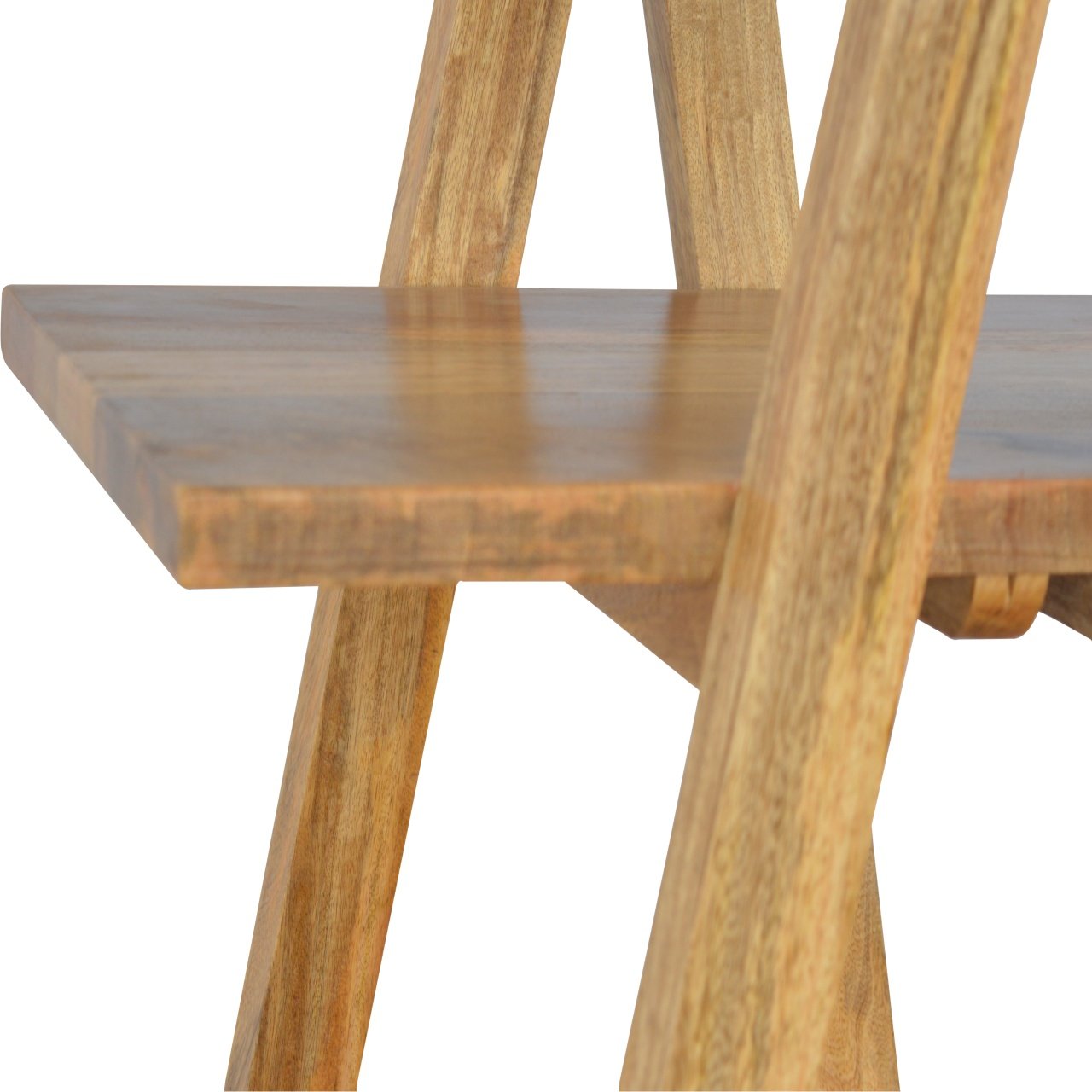 Solid Mango Wood Oak Finished Ladder Style Open Display Unit - Image 7