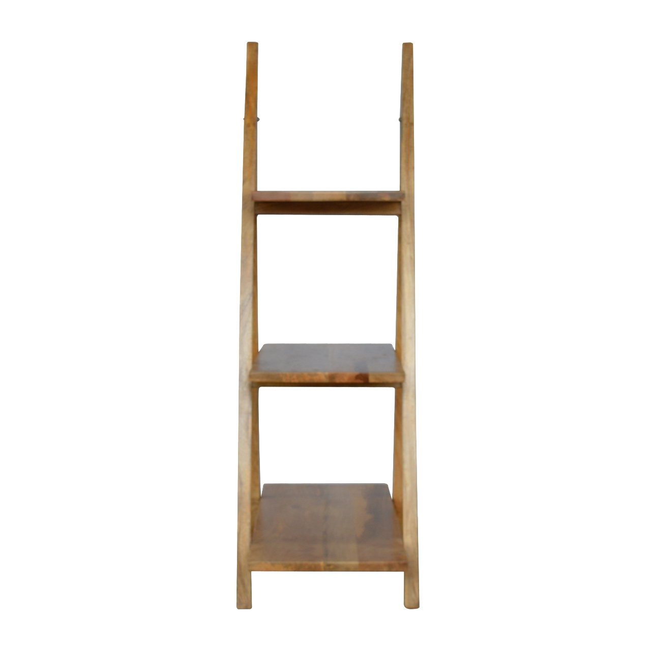 Solid Mango Wood Oak Finished Ladder Style Open Display Unit - Image 9