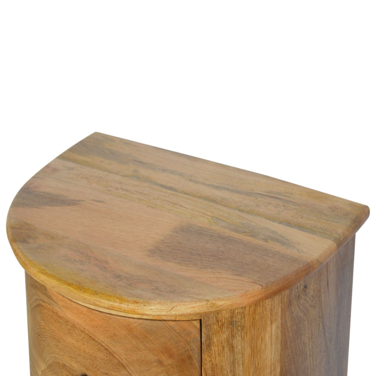 Solid Mango Wood Oak Finished 3 Drawer Serpentine Drum Chest - Image 7