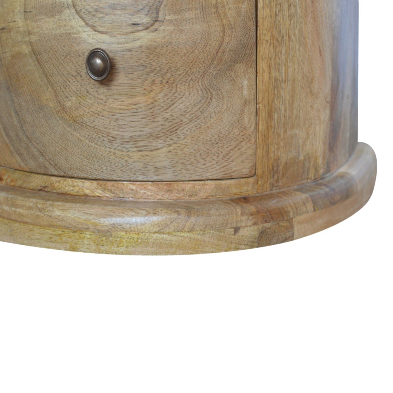 Solid Mango Wood Oak Finished 3 Drawer Serpentine Drum Chest - Image 4
