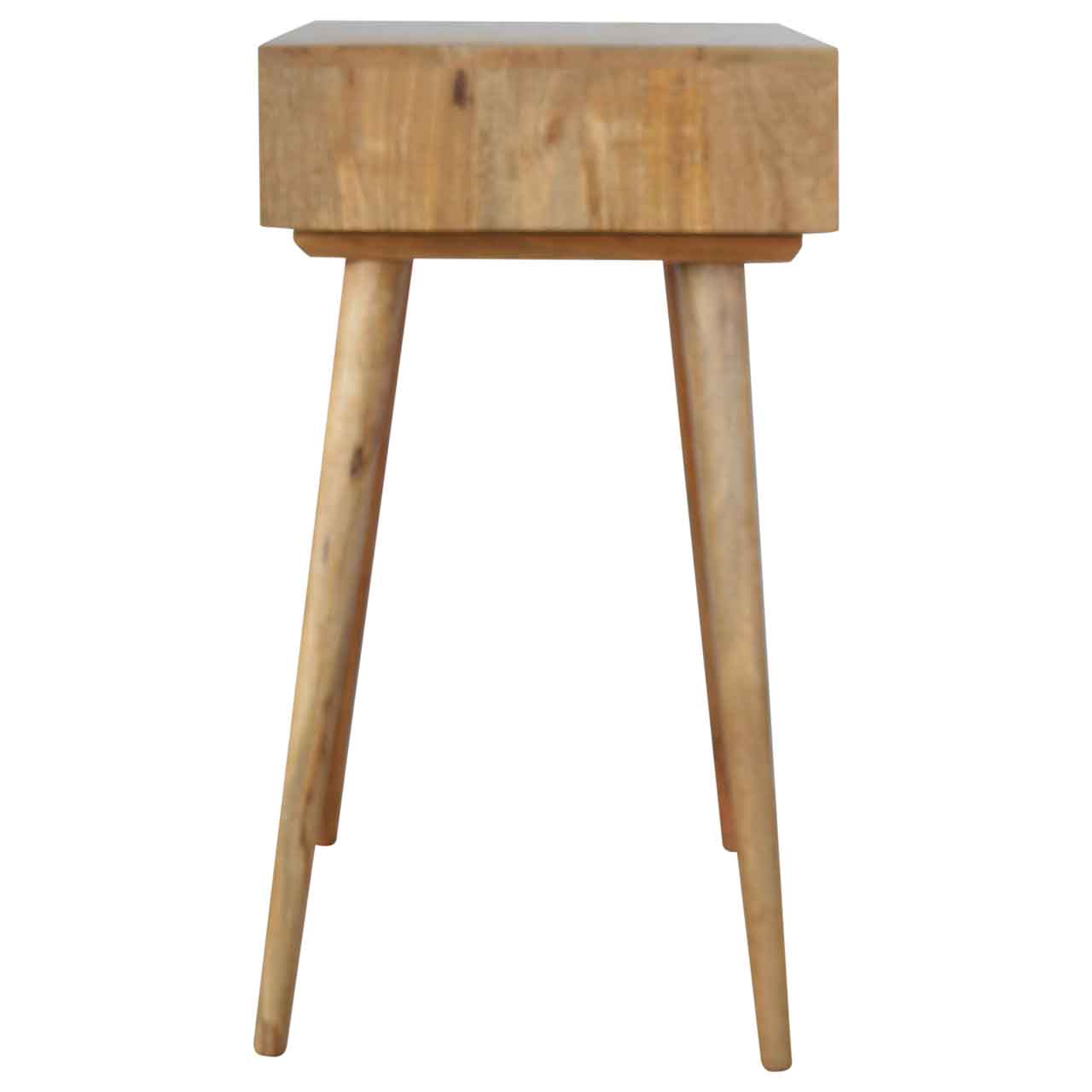 Solid Mango Wood Oak Finished Writing Desk with Hand Painted Drawer - Image 6