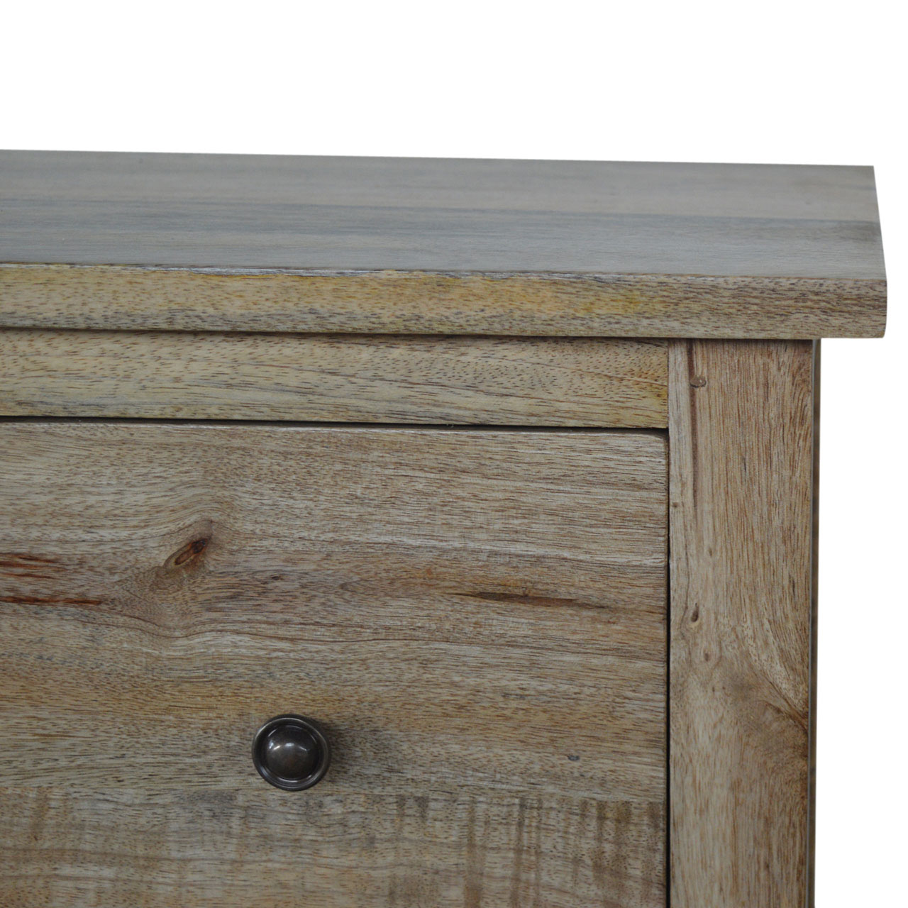 Solid Mango Wood Oak Finished Four Door Mini Cabinet - Image 5