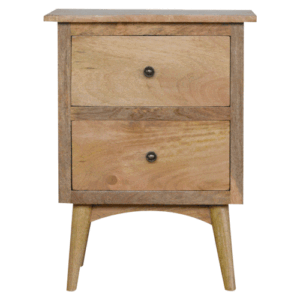 Solid Mango Wood Nordic Style Bedside with 2 Drawers