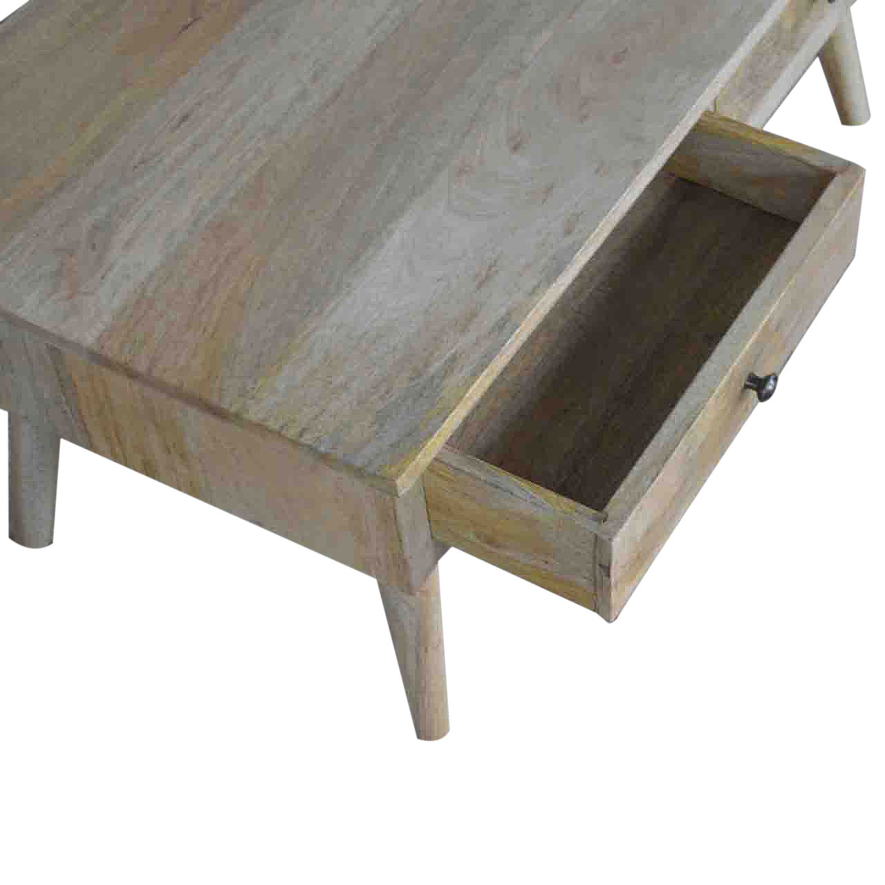 Solid Mango Wood Oak Finished 2 Drawer Coffee Table - Image 5