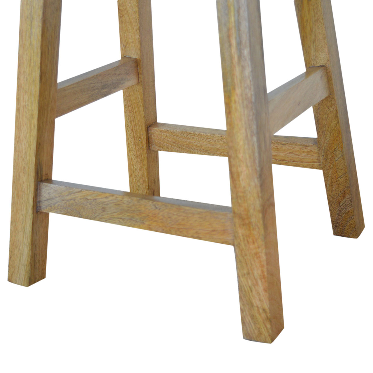 Solid Mango Wood Checked Upholstered Tweed Sturdy Bar Stool - Image 6