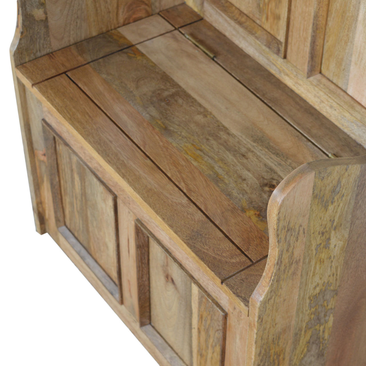 Solid Mango Wood Small Monks Storage Bench - Image 3