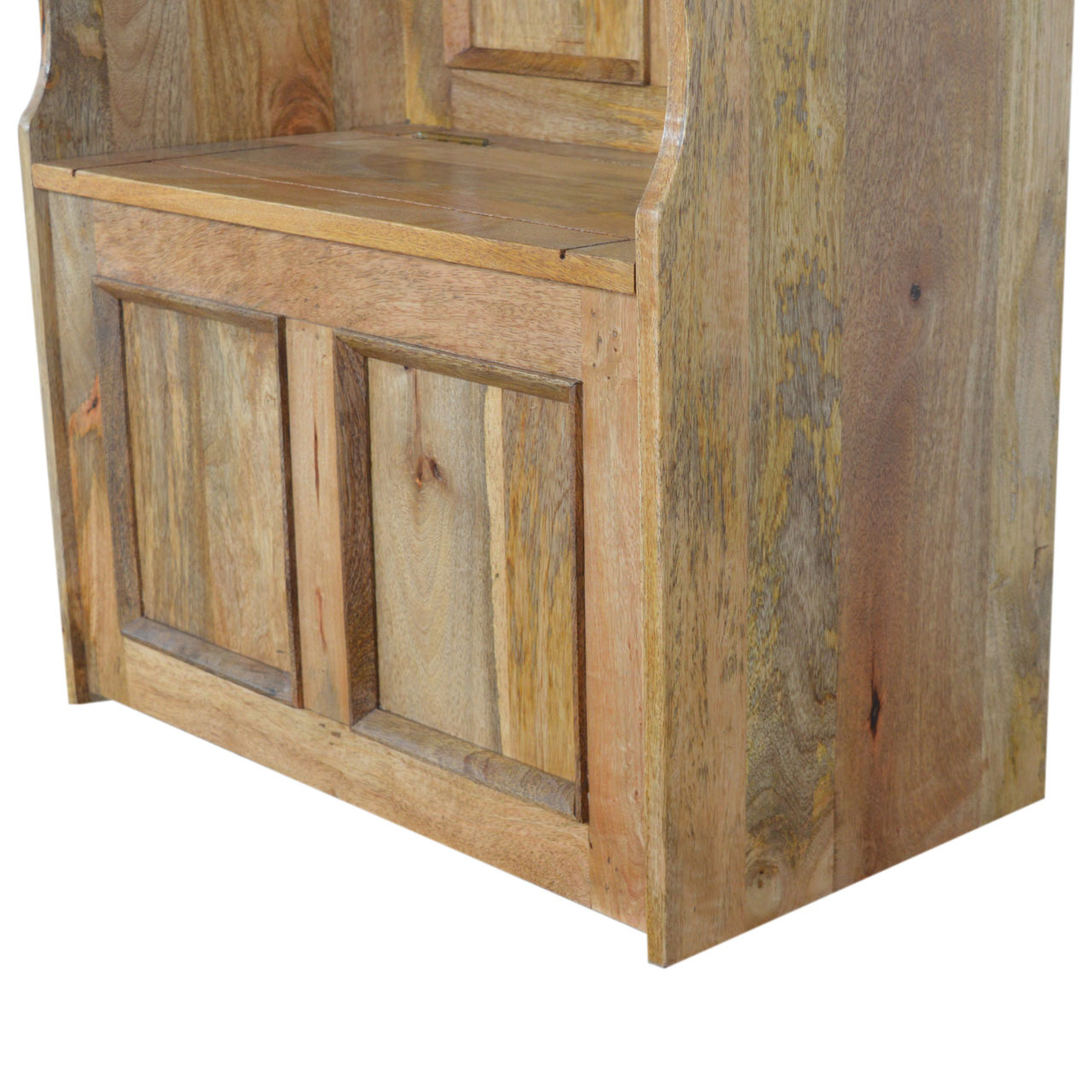 Solid Mango Wood Small Monks Storage Bench - Image 2