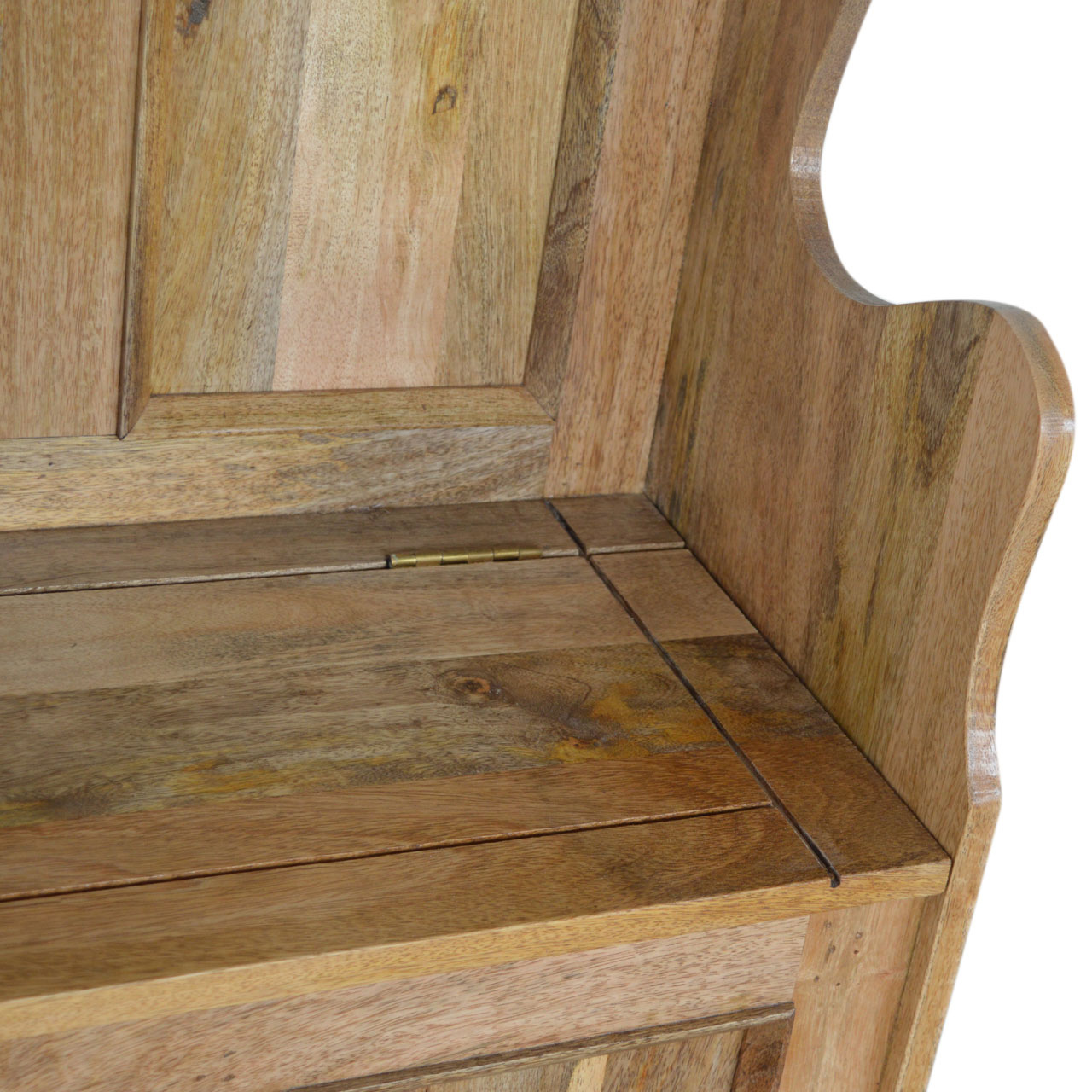 Solid Mango Wood Small Monks Storage Bench - Image 7