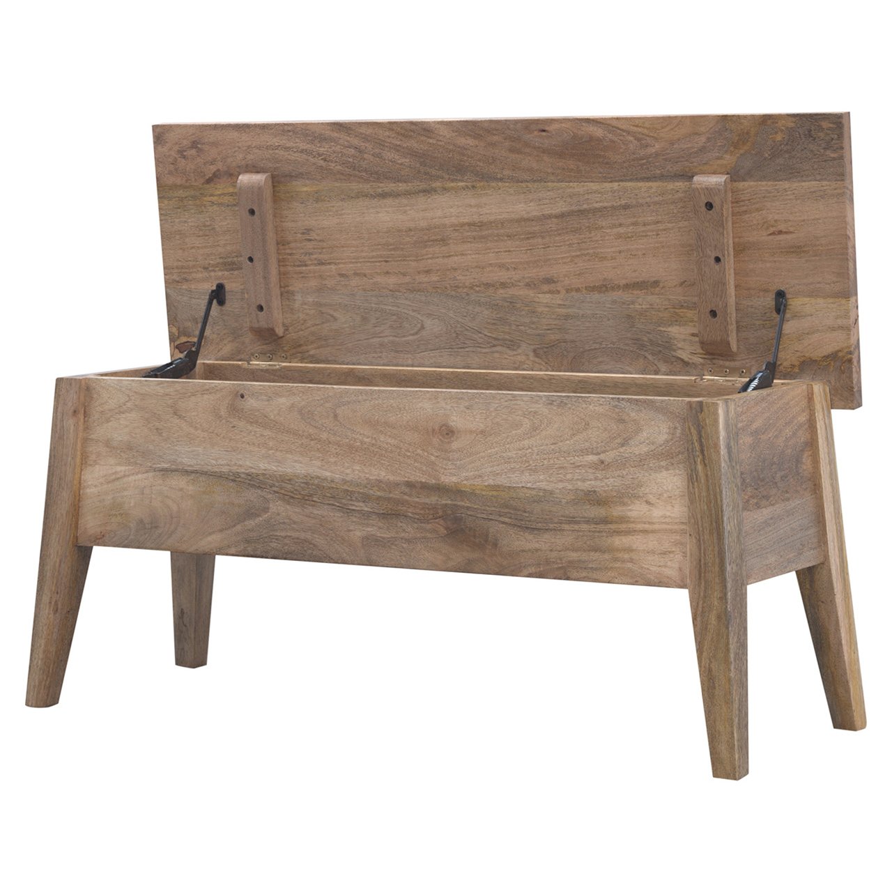 Solid Mango Wood Scandinavian Style Safety Blanket Box/Bench - Image 4
