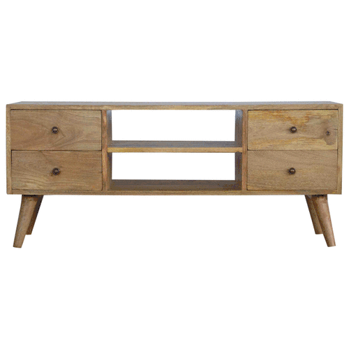 Solid Mango Wood Nordic Entertainment Unit