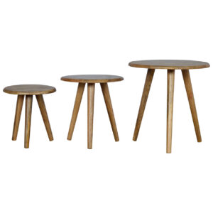 Solid Mango Wood Mango Wood Scandinavian Style 3PC Nest of Tables