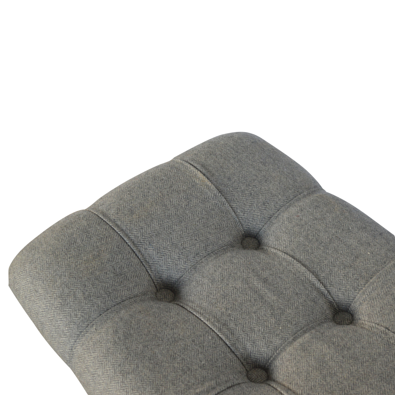 Solid Mango Wood Grey Tweed Upholstered Bean Shaped Footstool - Image 9