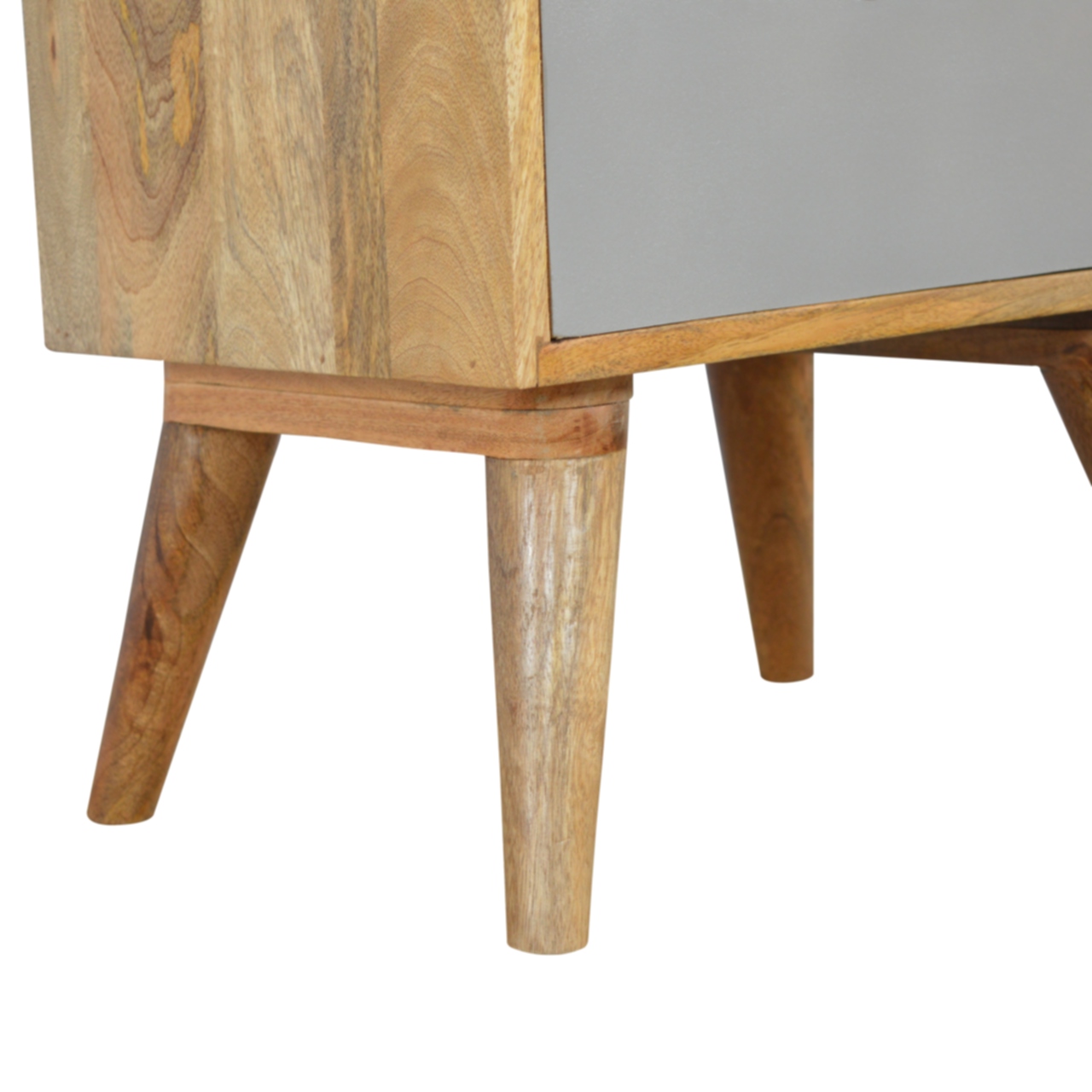 Solid Mango Wood Grey and White Cut-out Bedside - Image 7