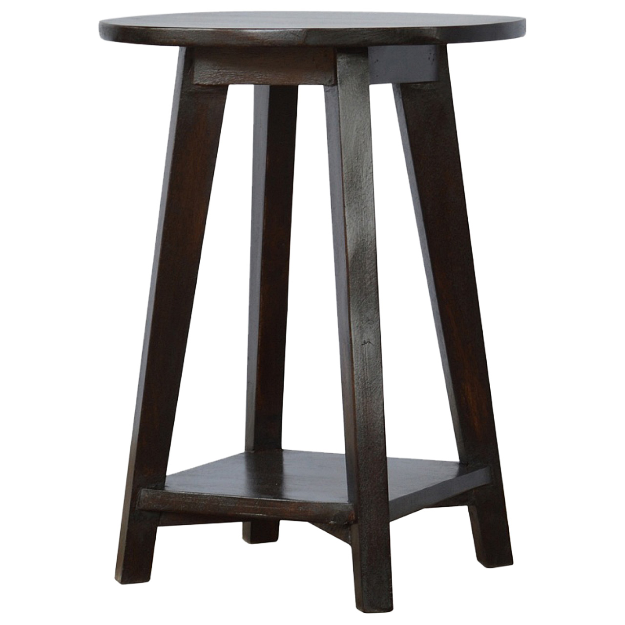 Solid Mango Wood California Walnut Finished Stool with Step - Image 2