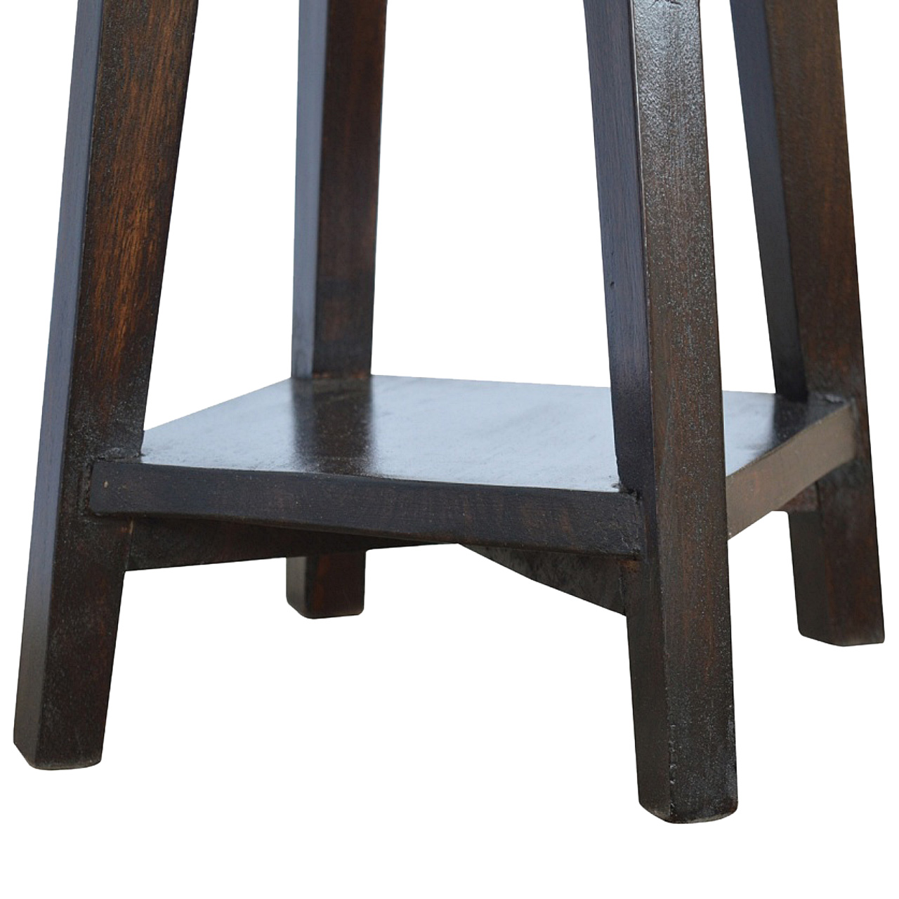 Solid Mango Wood California Walnut Finished Stool with Step - Image 5