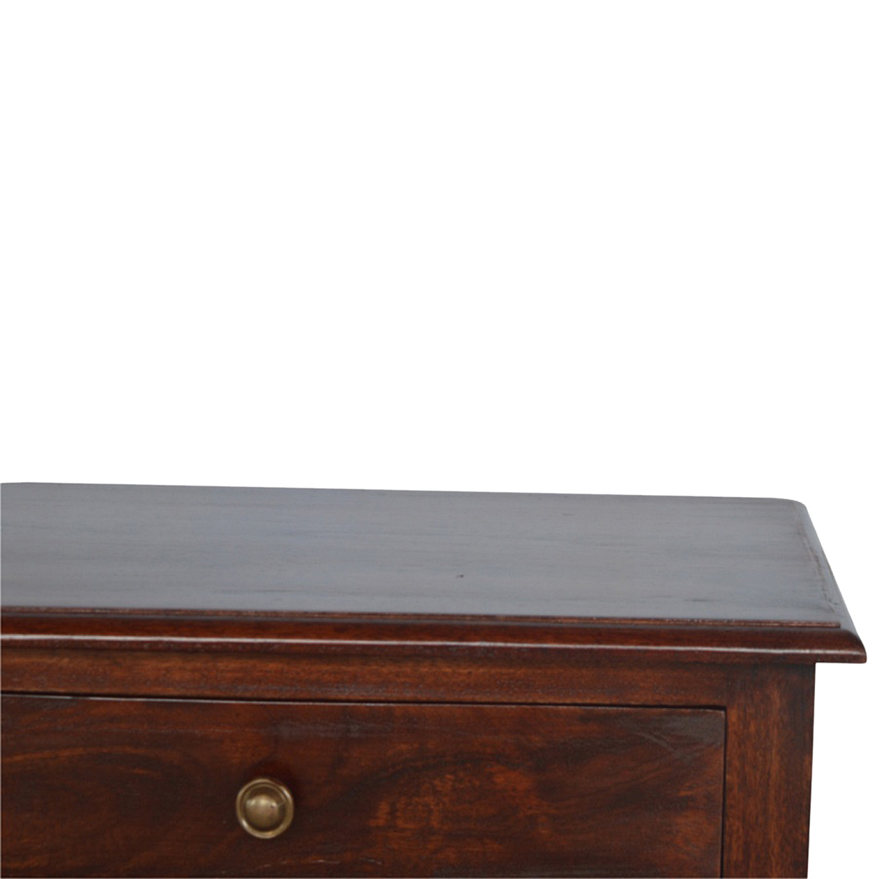 Solid Mango Wood Cherry Finished 1 Drawer 1 Shelf Turned Legs Table - Image 3