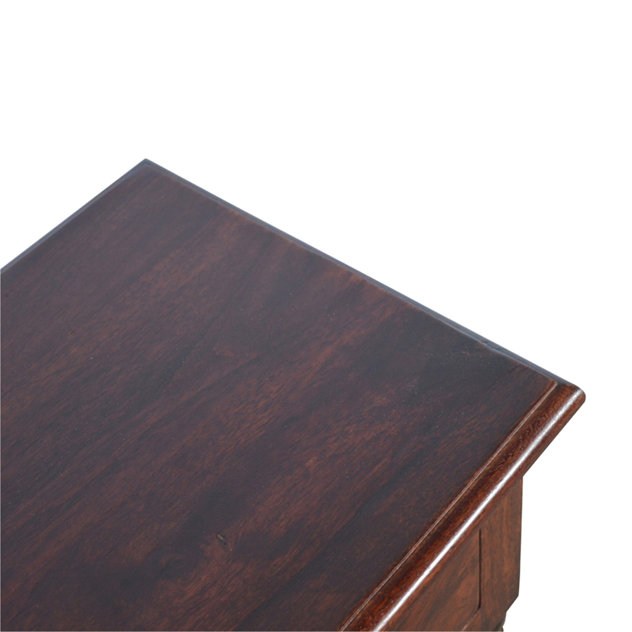 Solid Mango Wood Cherry Finished 1 Drawer 1 Shelf Turned Legs Table - Image 4