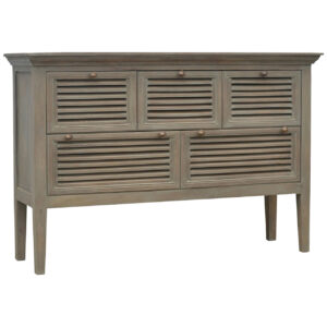 Solid Mango Wood Solid Grey Washed Bleached Finished 5 Drawer Buffet/Sideboard
