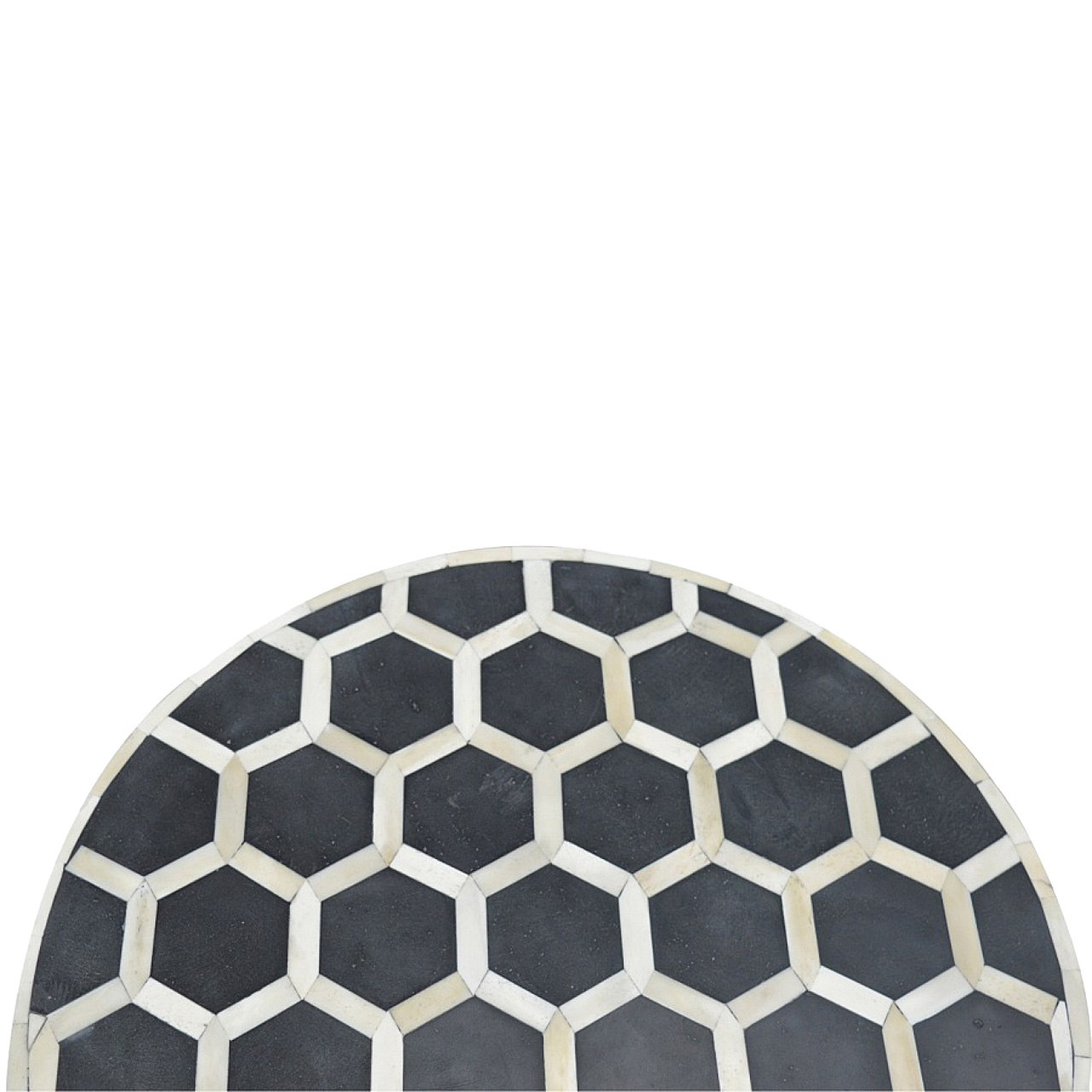 Solid Mango Wood Carbon Black & Bone Inlay Cylindrical Stool - Image 3