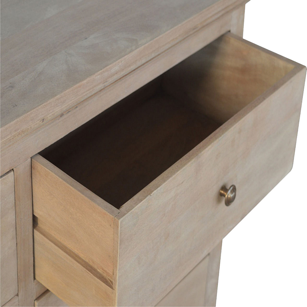 Solid Mango Wood Sun Bleached Finished 6 Drawer Chest of Drawers - Image 4