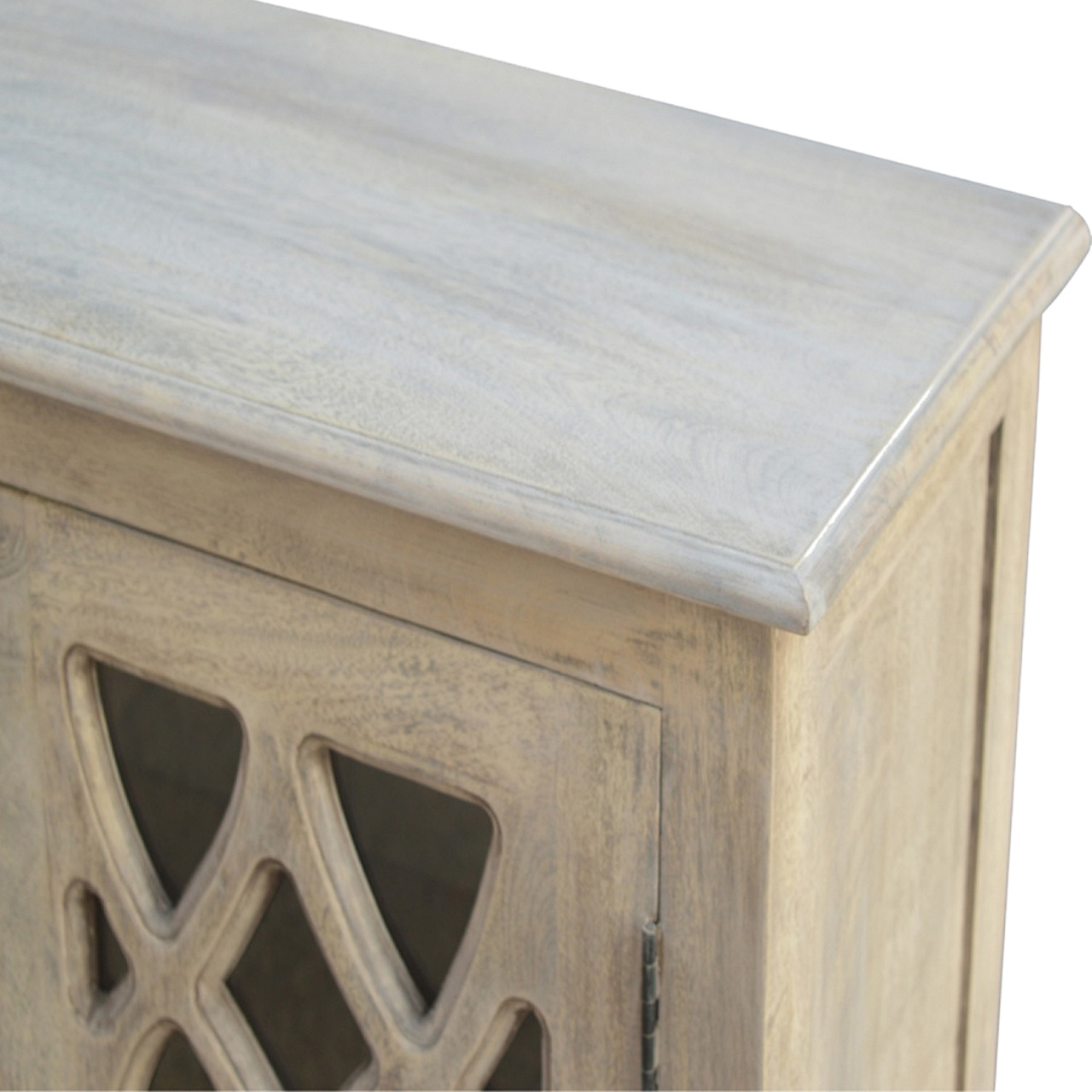 Solid Mango Wood Acid Stone Wash 2 Glass Door Sideboard - Image 4