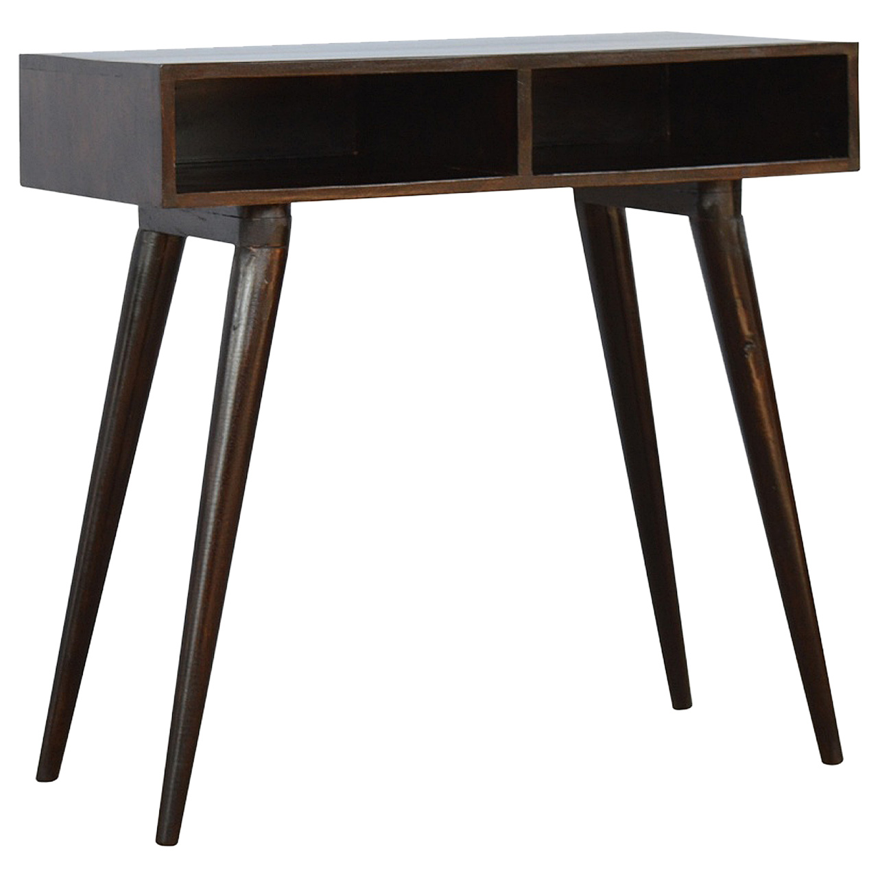 Solid Mango Wood California Walnut Finished 2 Slots Open Writing Desk