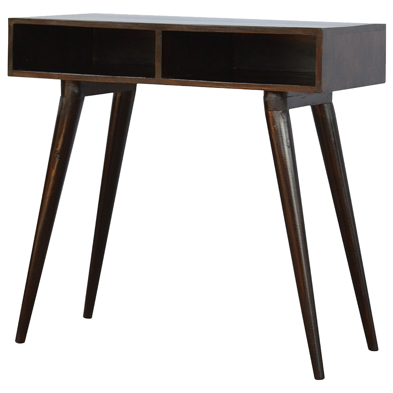 Solid Mango Wood California Walnut Finished 2 Slots Open Writing Desk - Image 2
