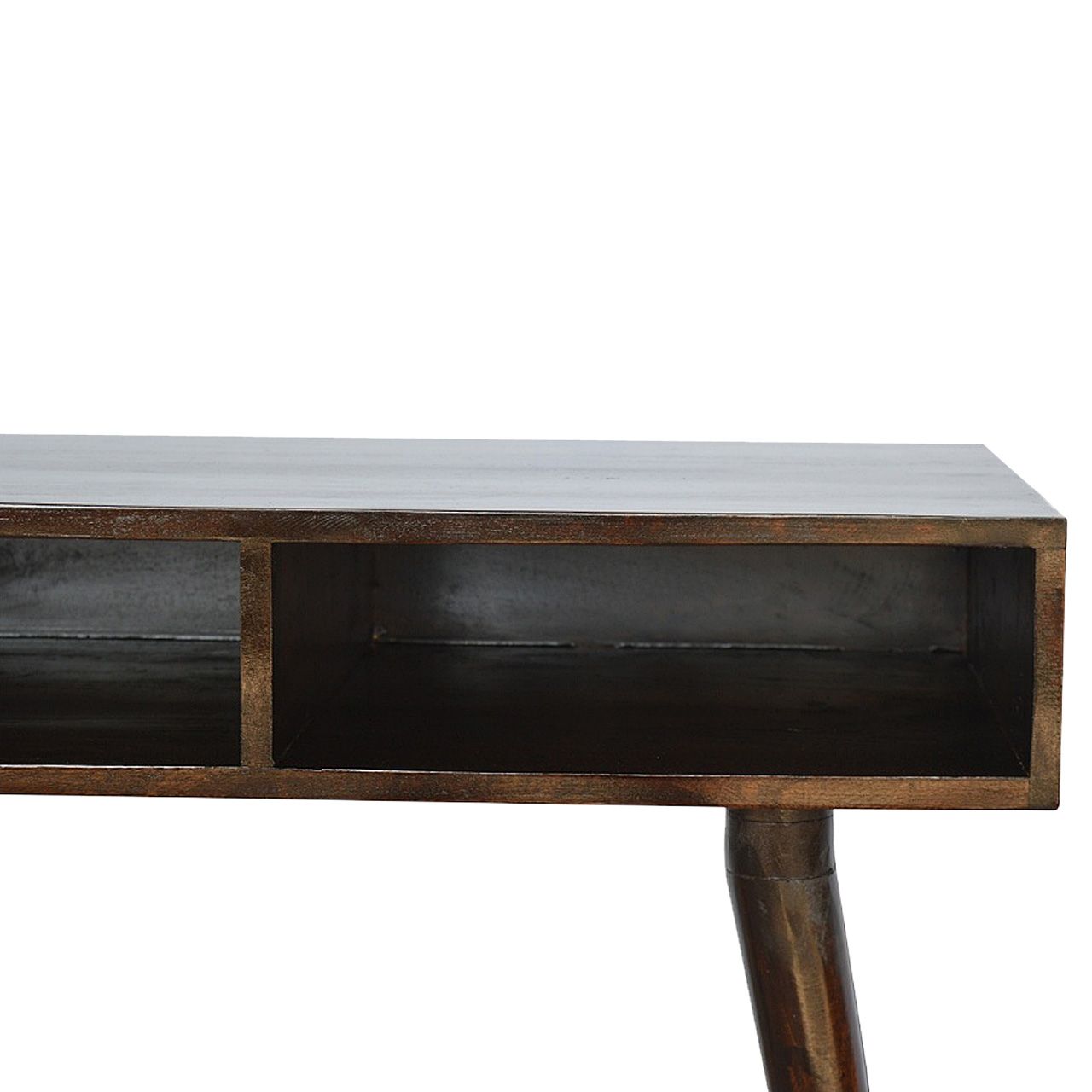 Solid Mango Wood California Walnut Finished 2 Slots Open Writing Desk - Image 5