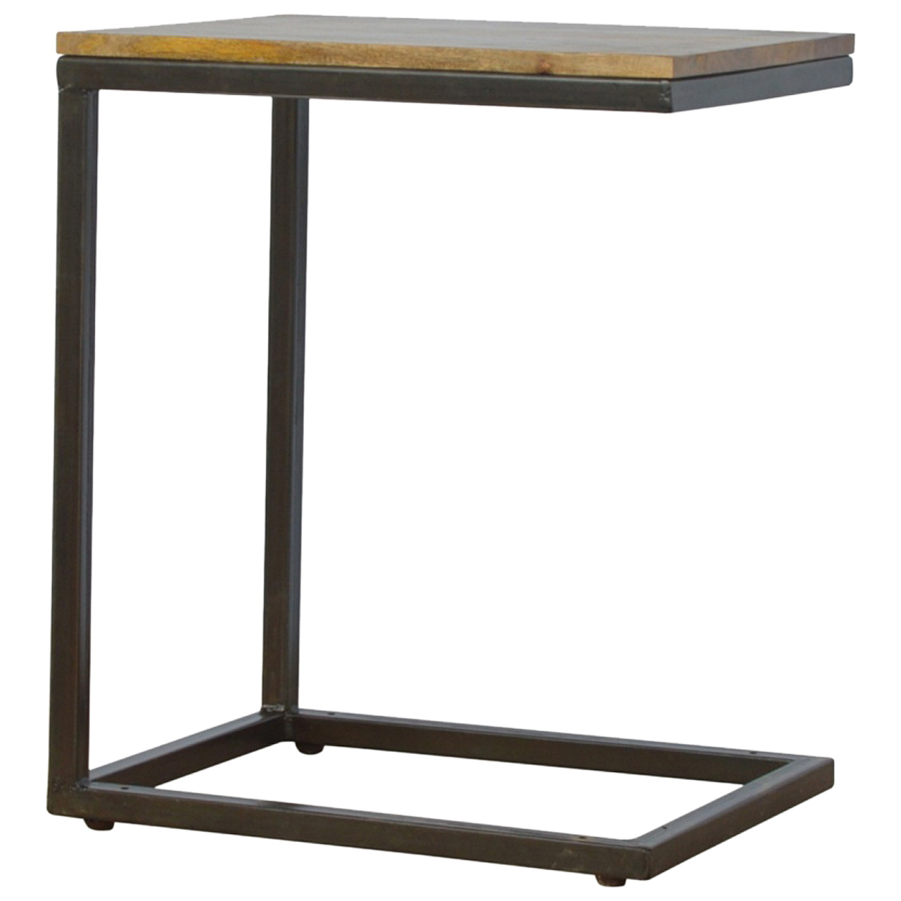 Solid Mango Wood Honey Caramel Finished Industrial Small End Table - Image 2