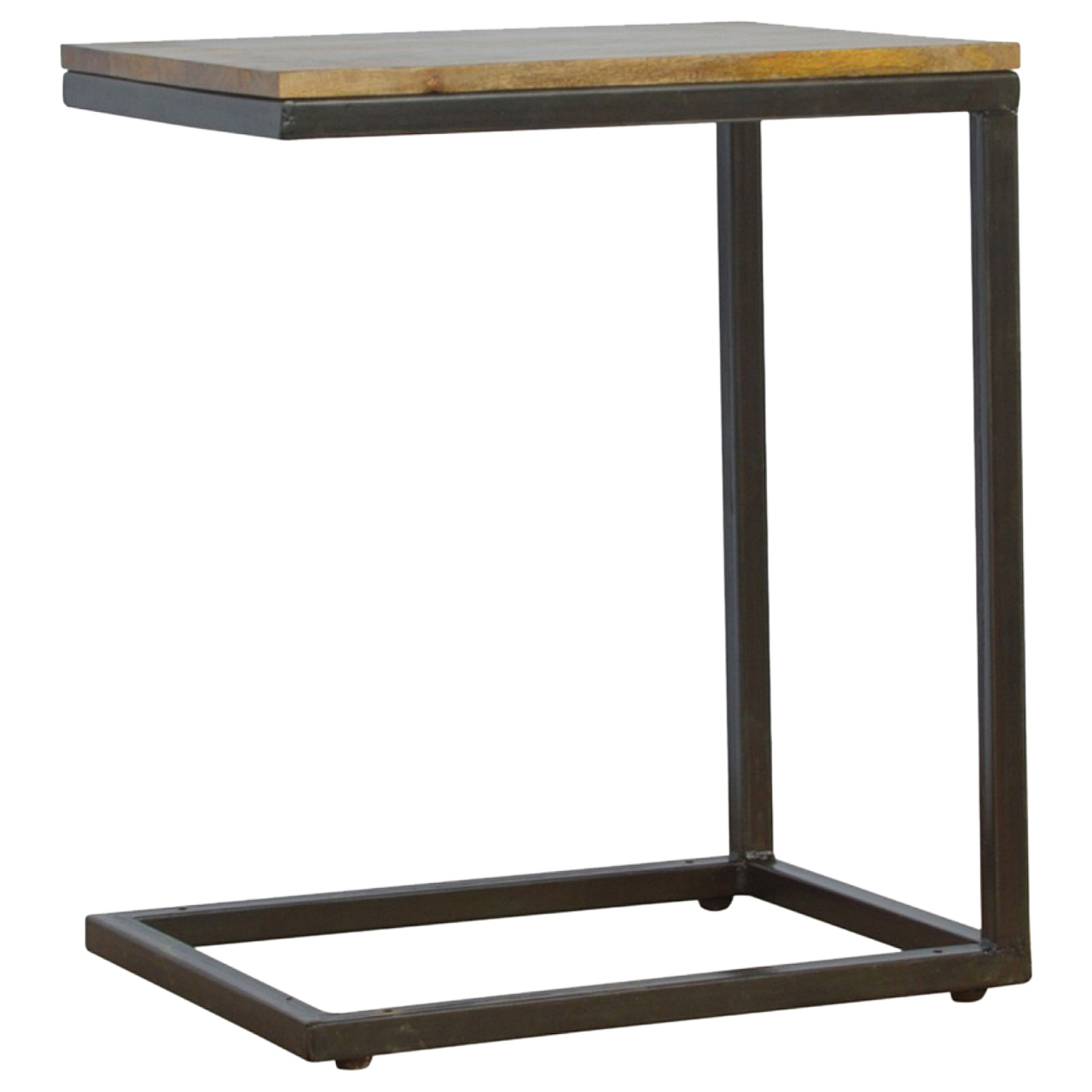 Solid Mango Wood Honey Caramel Finished Industrial Small End Table - Image 3