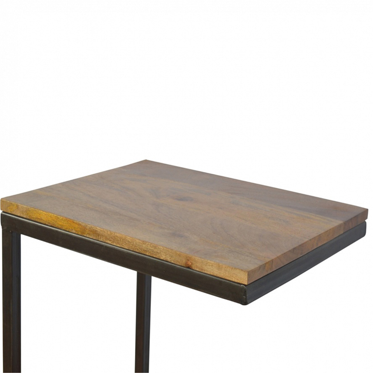 Solid Mango Wood Honey Caramel Finished Industrial Small End Table - Image 4