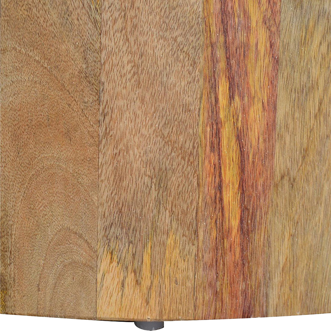 Solid Mango Wood Oak Finished Round Wooden Coffee Table - Image 4