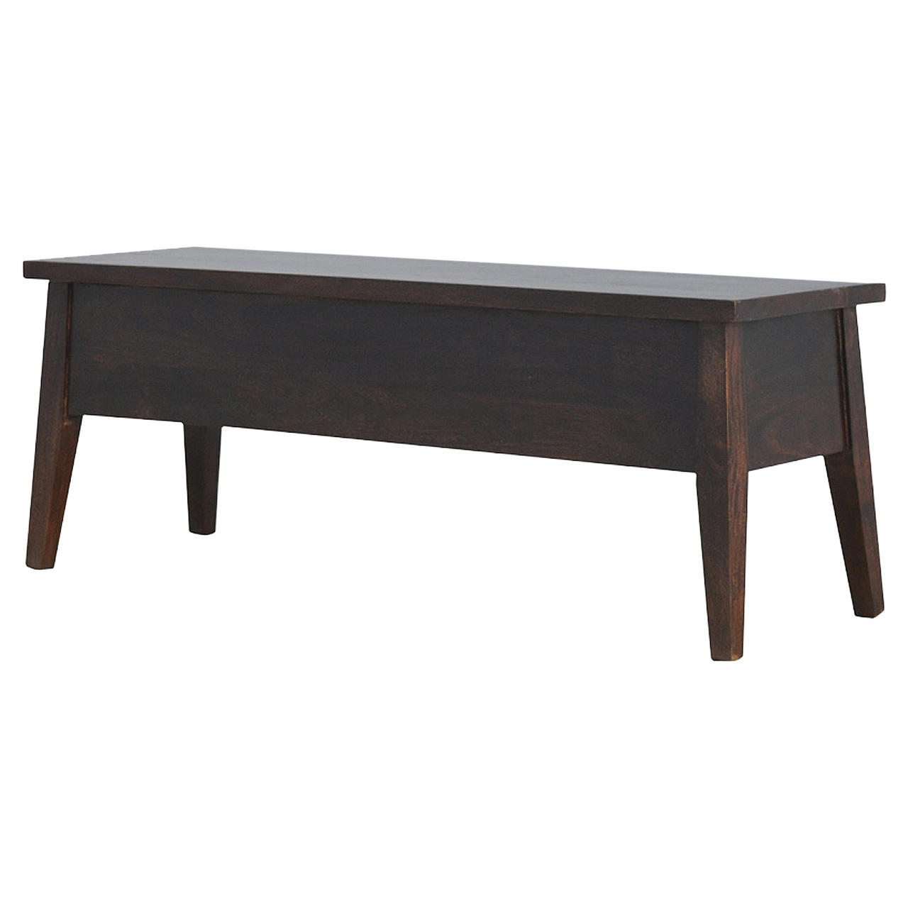 Solid Mango Wood California Walnut Finished Lift up Stay Up Lid Hallway Storage Bench - Image 2