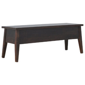Solid Mango Wood California Walnut Finished Lift up Stay Up Lid Hallway Storage Bench