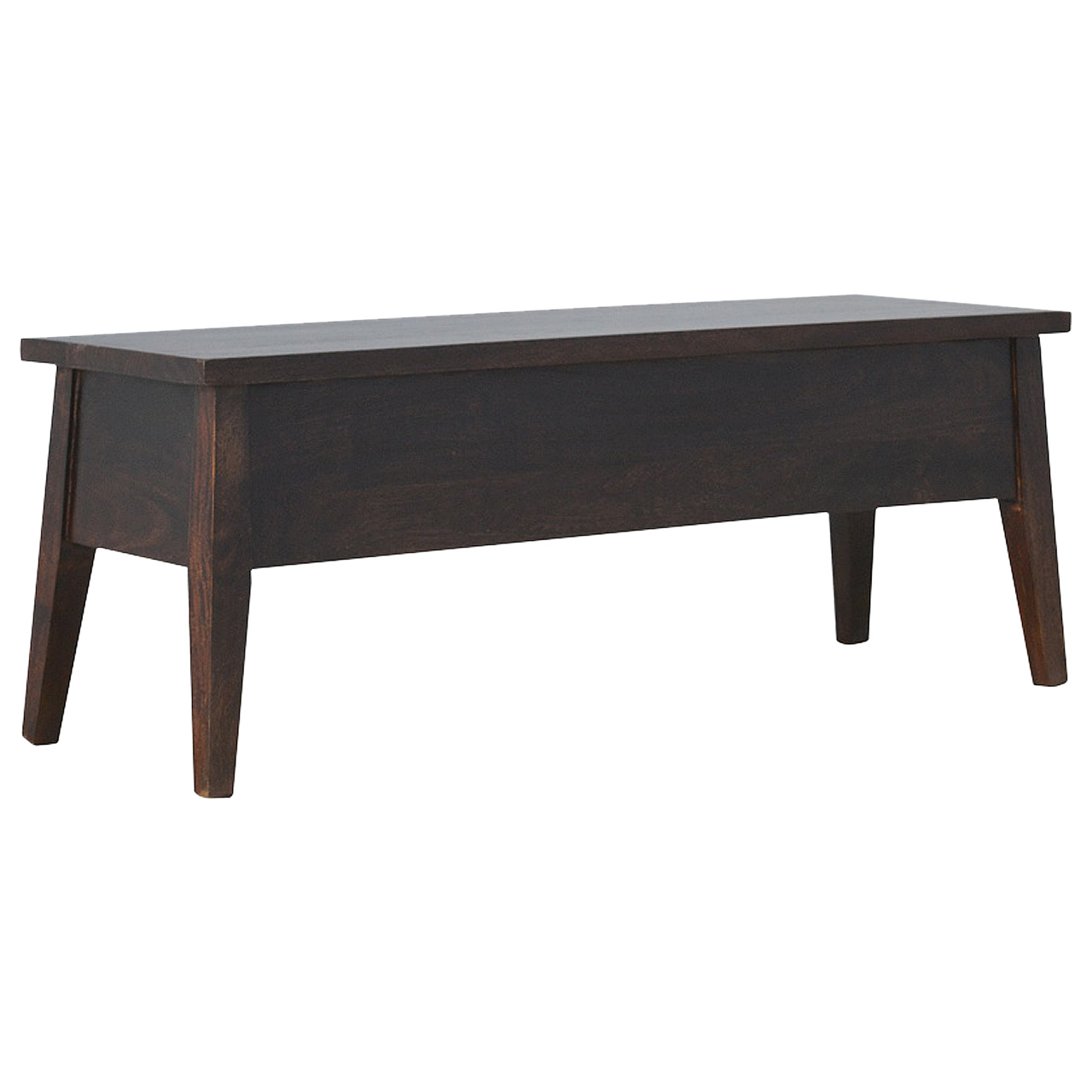 Solid Mango Wood California Walnut Finished Lift up Stay Up Lid Hallway Storage Bench