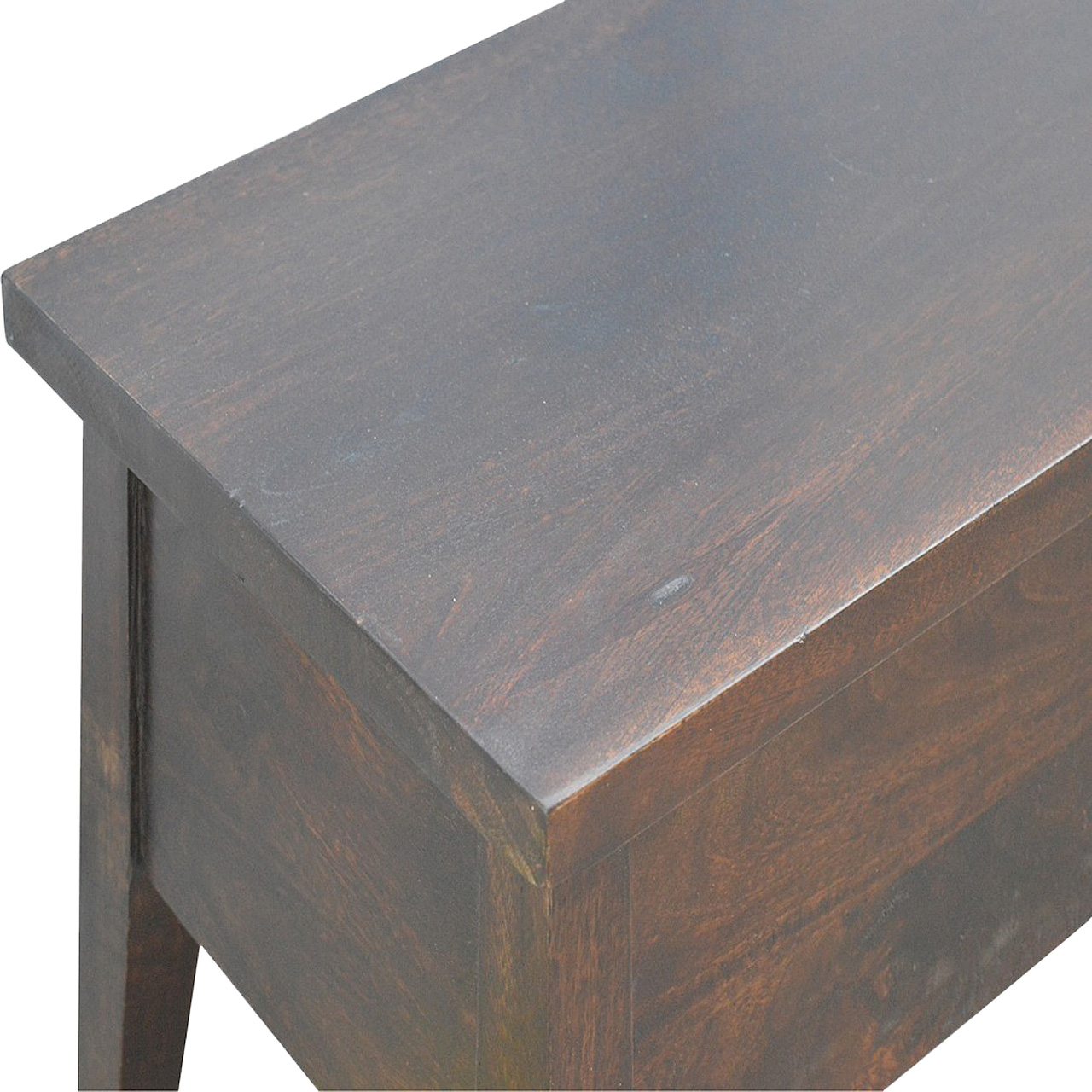Solid Mango Wood California Walnut Finished Lift up Stay Up Lid Hallway Storage Bench - Image 3