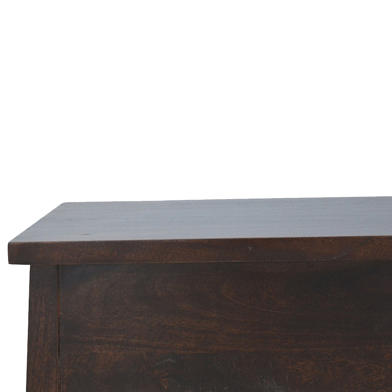 Solid Mango Wood California Walnut Finished Lift up Stay Up Lid Hallway Storage Bench - Image 6