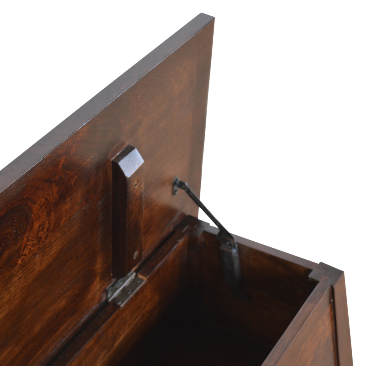 Solid Mango Wood California Walnut Finished Storage Box on Legs - Image 7