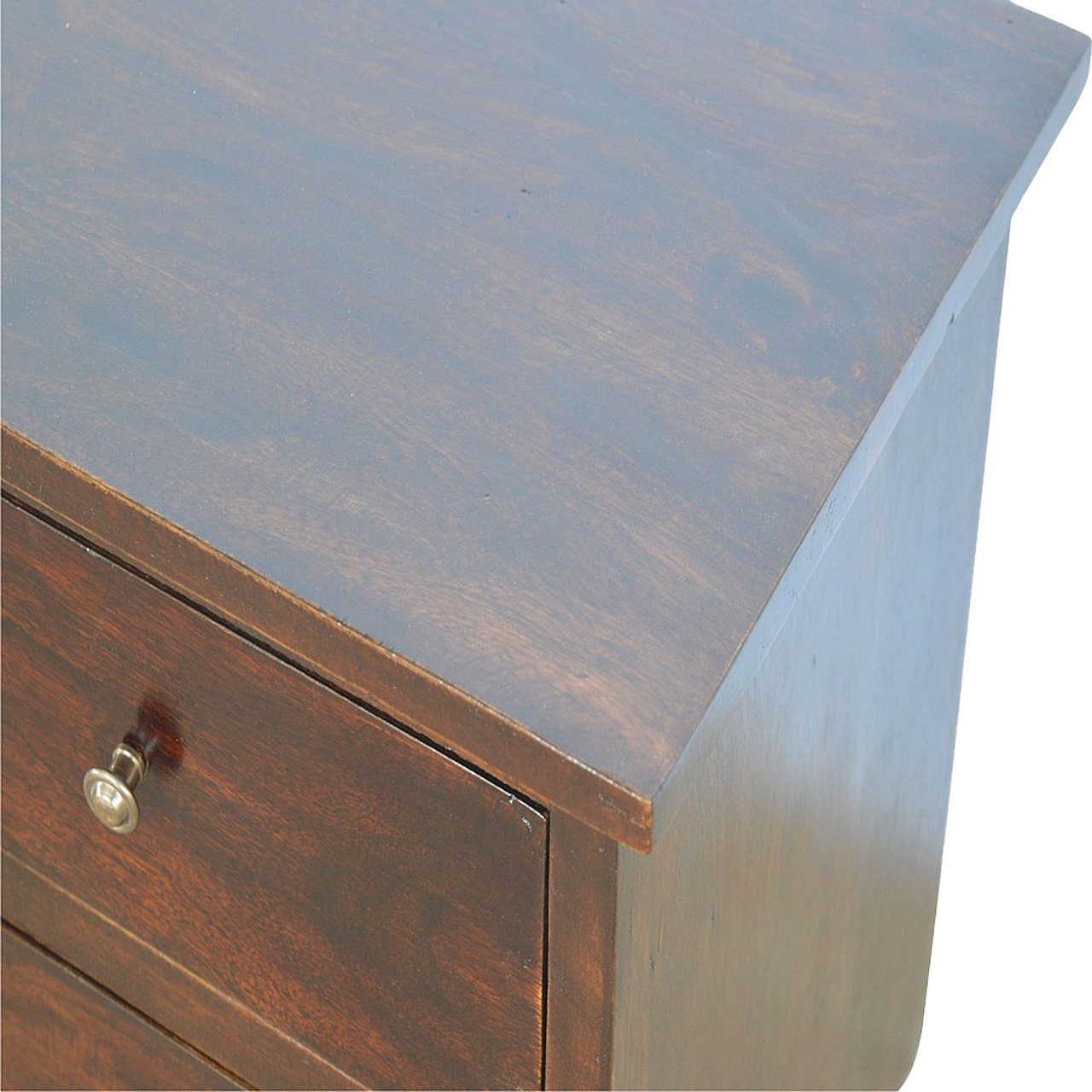 Solid Mango Wood California Walnut Finished 2 Drawer Nordic Bedside - Image 3