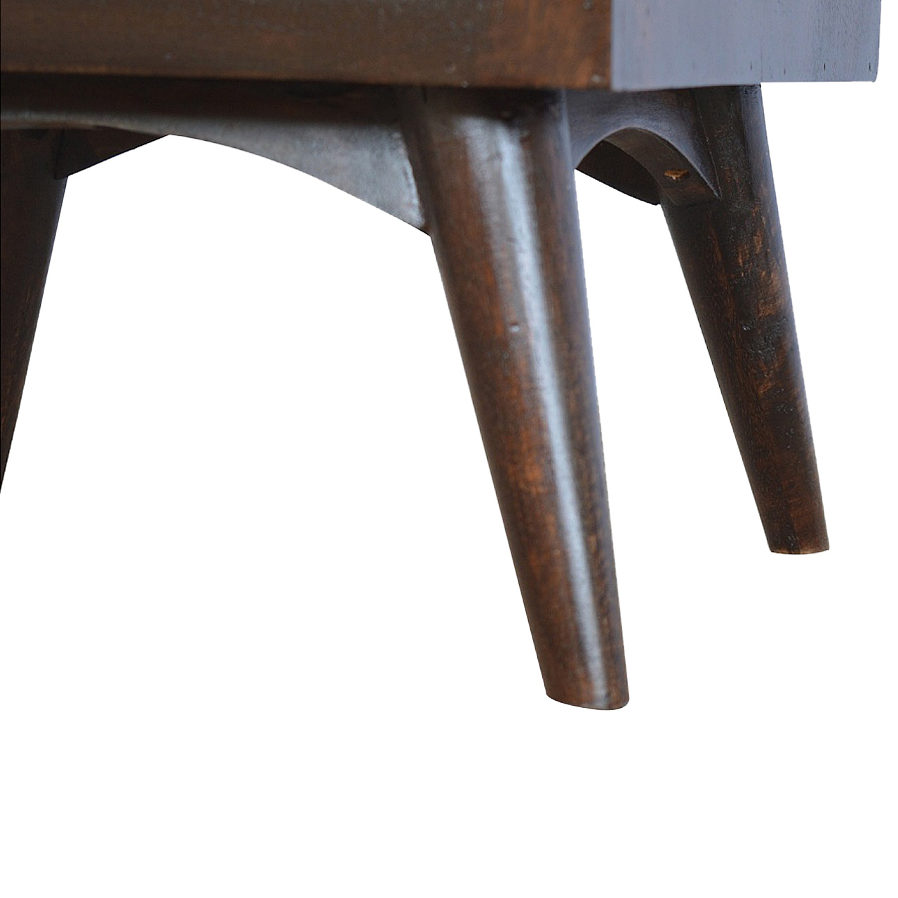 Solid Mango Wood California Walnut Finished 2 Drawer Nordic Bedside - Image 5