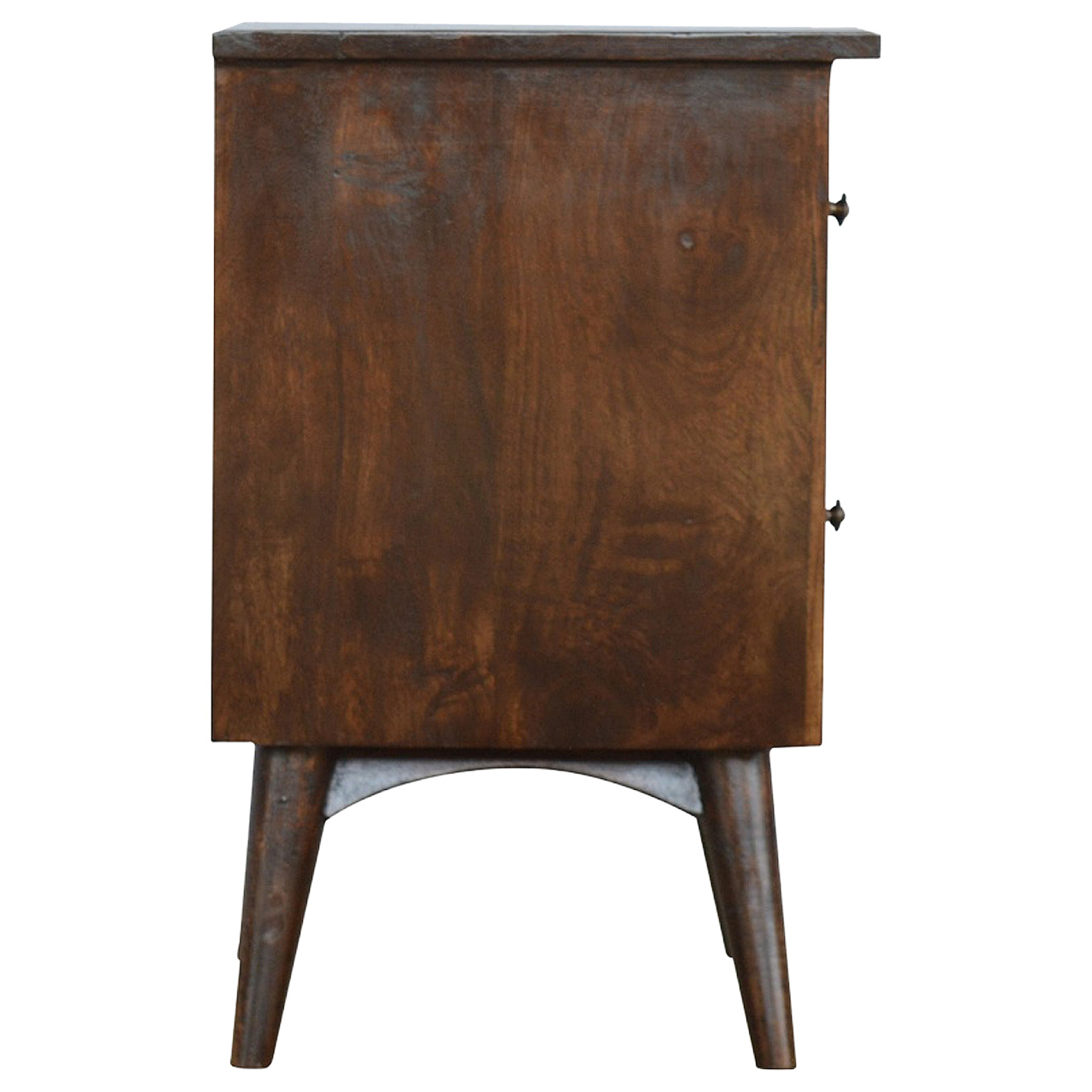 Solid Mango Wood California Walnut Finished 2 Drawer Nordic Bedside - Image 7