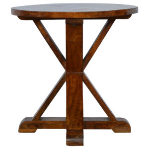 Solid Mango Wood Chestnut Finished Tristle Round Table