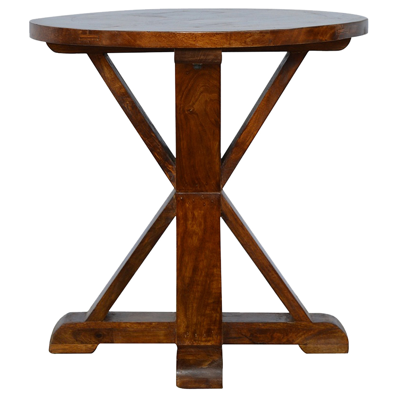 Solid Mango Wood Chestnut Finished Tristle Round Table