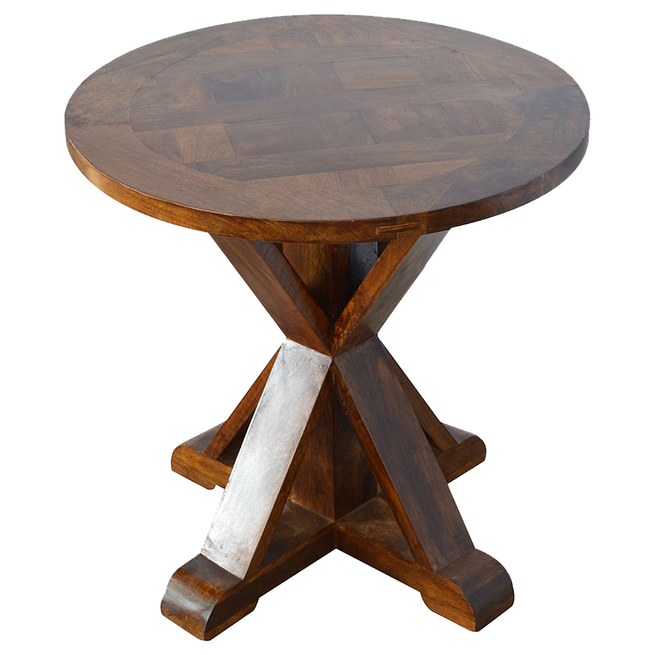 Solid Mango Wood Chestnut Finished Tristle Round Table - Image 4