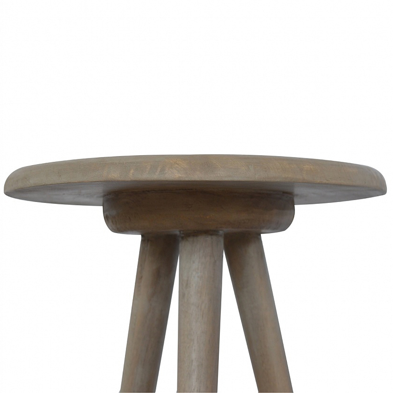 Solid Mango Wood Grey Washed Finished Lulu Hexagon Top Tripod End Table - Image 2