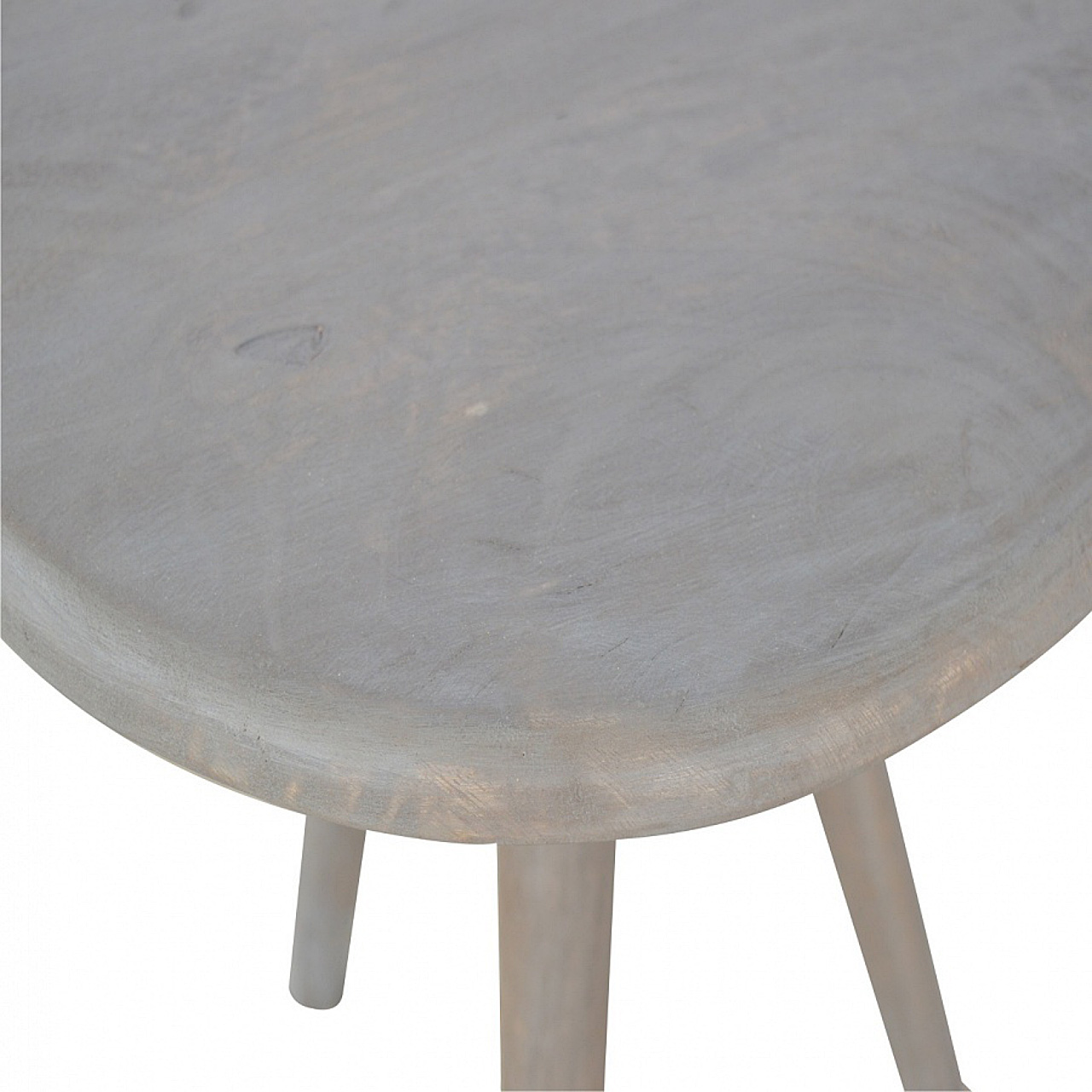 Solid Mango Wood Grey Washed Finished Lulu Hexagon Top Tripod End Table - Image 4