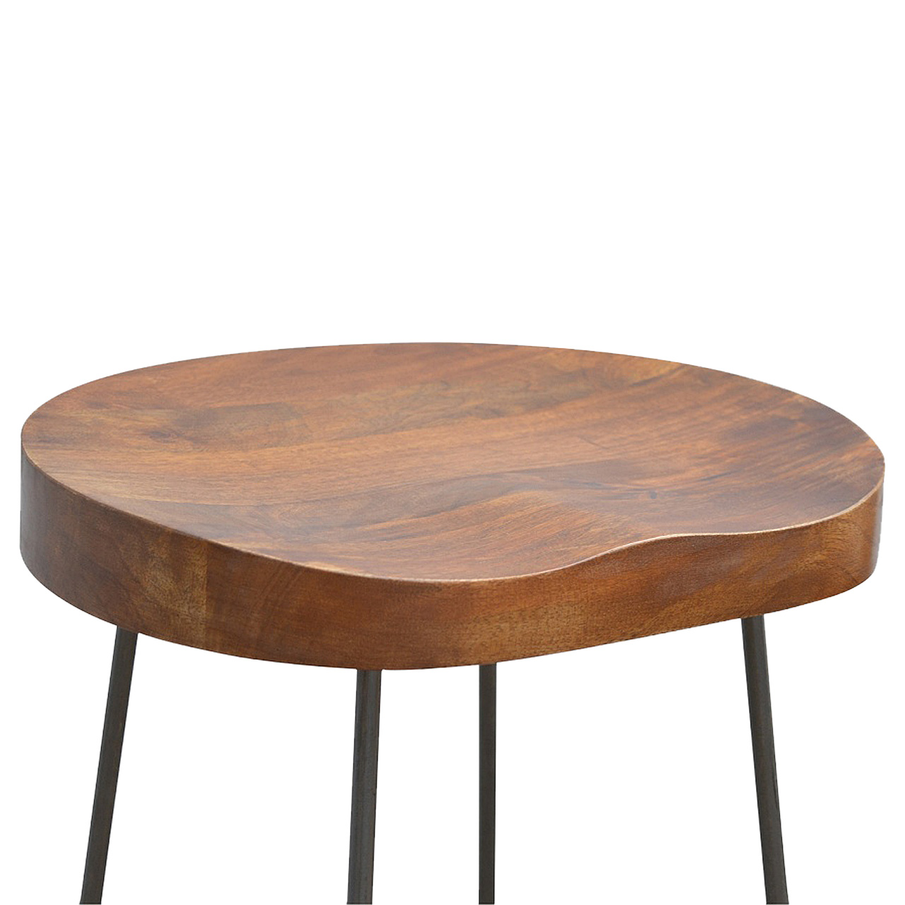 Solid Mango Wood Solid Oak Finished Chunky Seat High Stool - Image 5