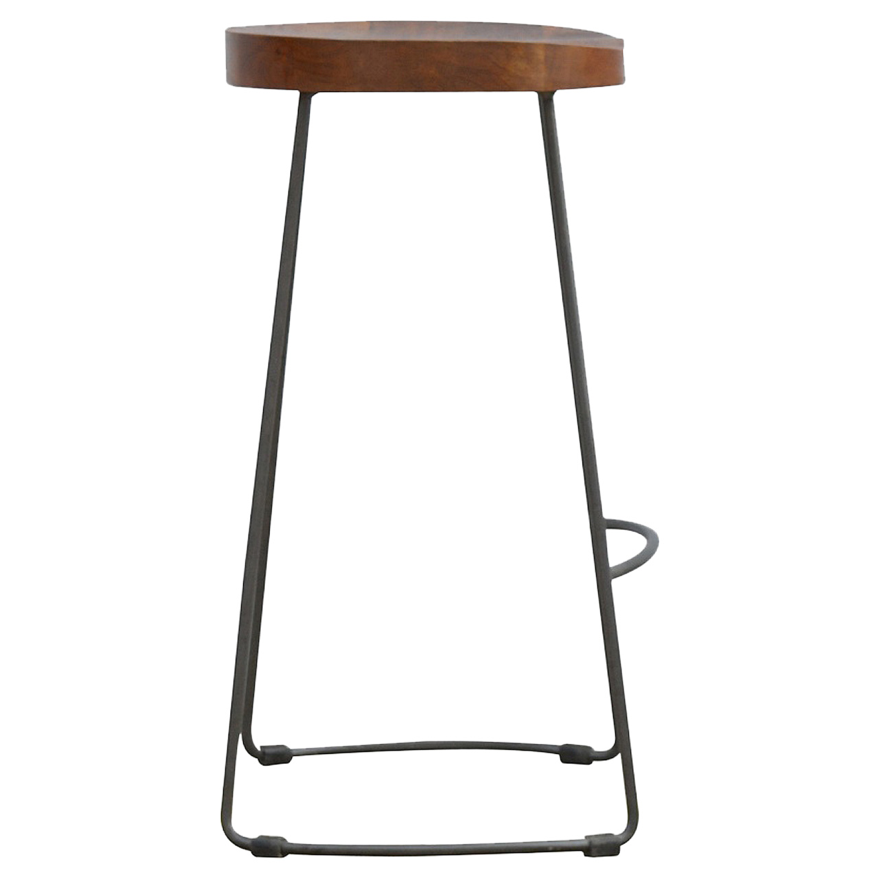 Solid Mango Wood Solid Oak Finished Chunky Seat High Stool - Image 8