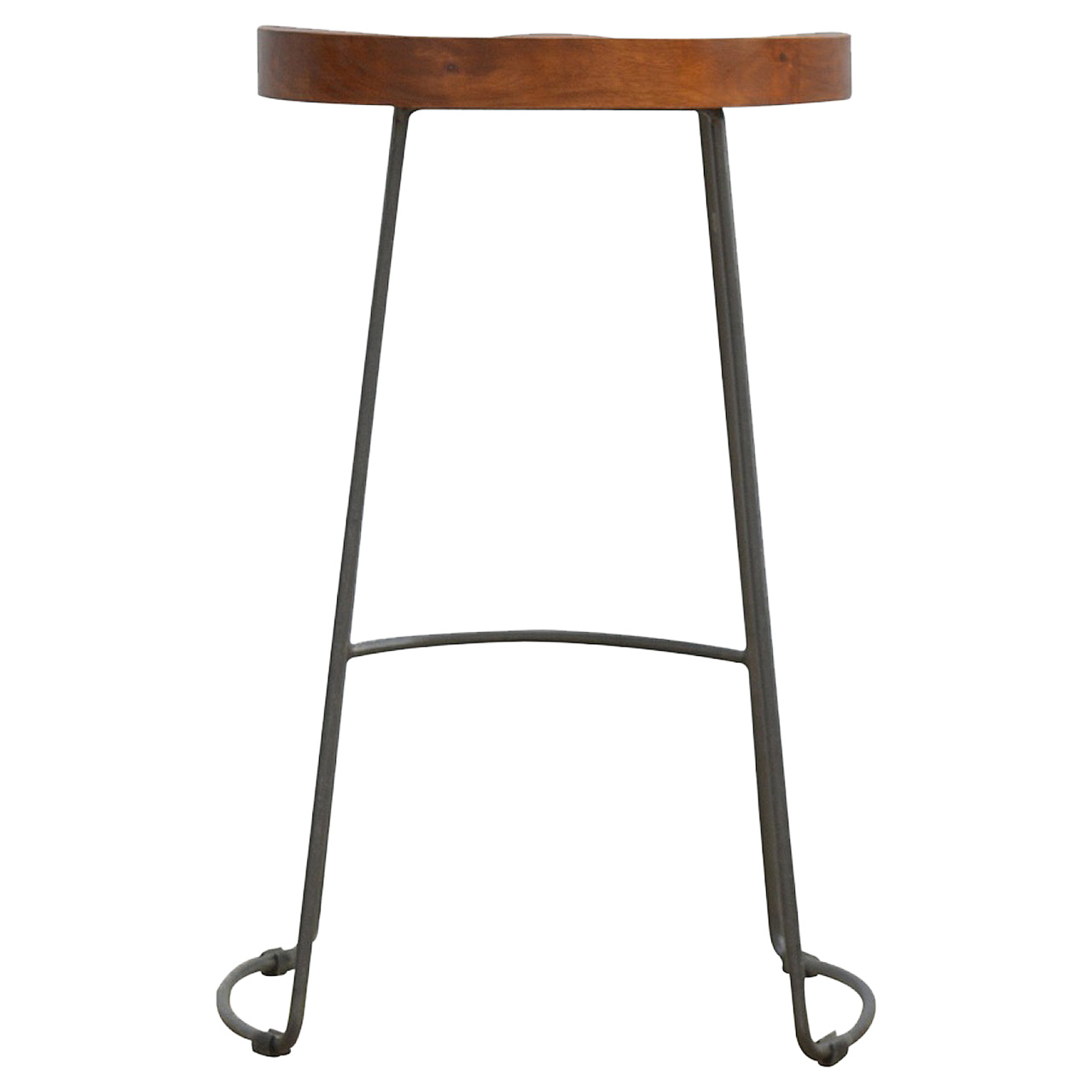 Solid Mango Wood Solid Oak Finished Chunky Seat High Stool - Image 7